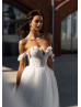 Off Shoulder Beaded White Tulle Dreamy Wedding Dress Off Shoulder Beaded White Tulle Dreamy Wedding Dress